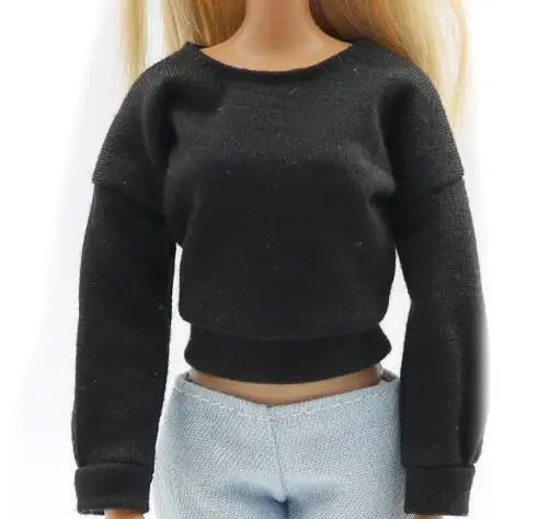 1/6 Doll Clothes Long-sleeved Sweater Pants Denim Grid Daily Wear Accessories Dress Up for Barbie Girl Gift