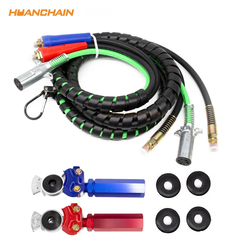 

12ft 15ft 3-in-1 ABS Power Air Line Hose Kit Semi Truck Trailer Parts & Accessories Durable Assembly Wrap