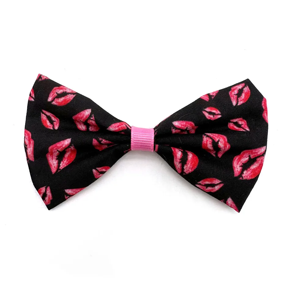 30/50pcs Valentine\'s Day Dog Bow Ties Charms Puppy Accessories Slidable Dog Collar Pink Bows Pet Supplies Small Dog Bows