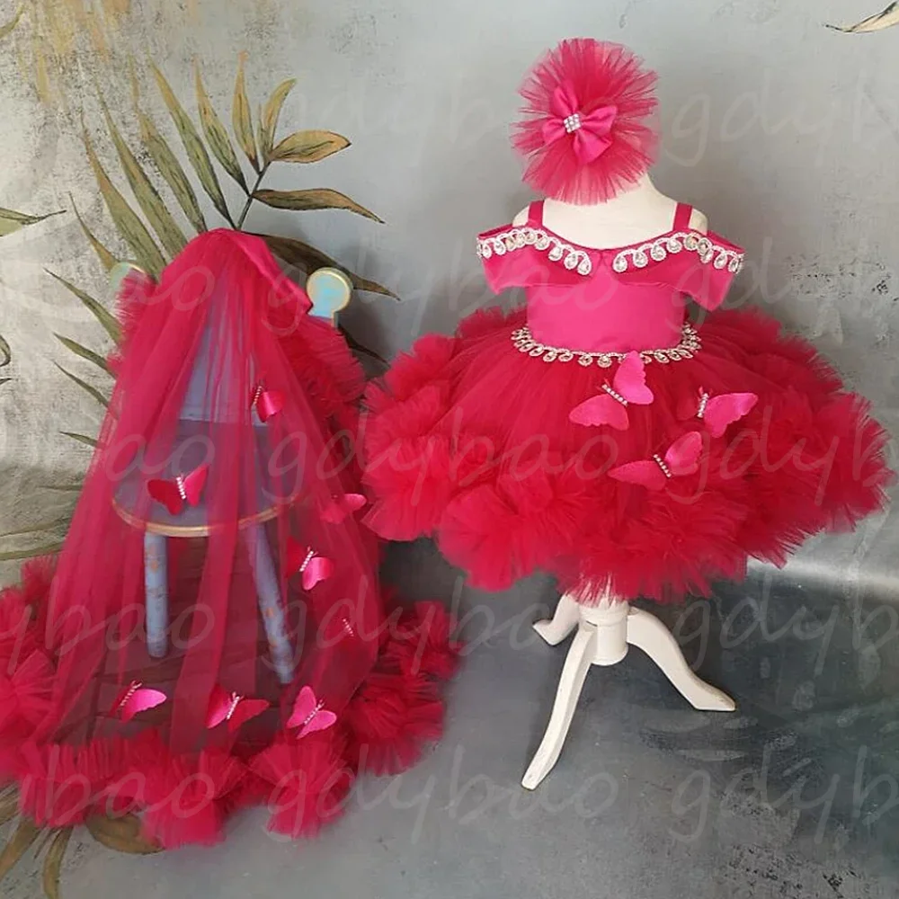 Vestidos Tutu das meninas com colher flor para as mulheres, uma linha, vestidos de festa de casamento, comprimento do joelho, imagem real, bebê encantador