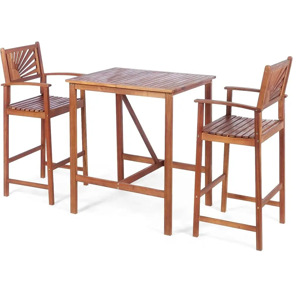 

Комплект садовой мебели из акации из 3 предметов: просторный стол и удобные стулья, идеально подходит для веранд, задних дворов и балконов.