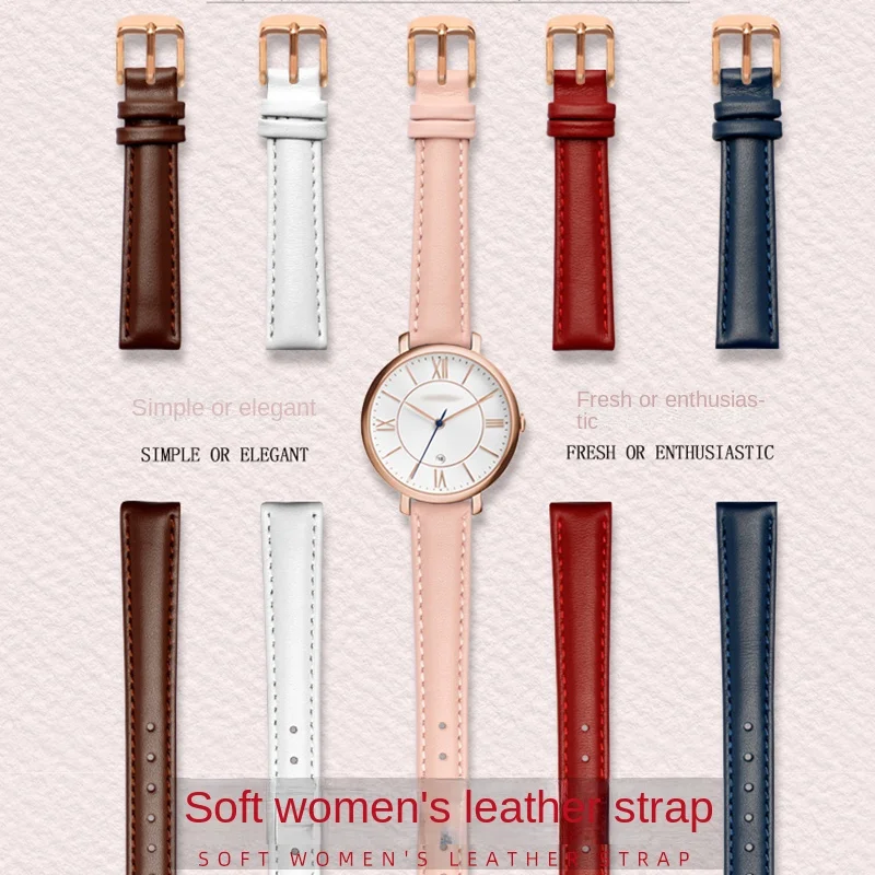 12 14 16 18 مللي متر النساء جلد طبيعي الساعات الوردي الأبيض الأحمر ل كاسيو الأحفوري المعصم الفرقة Garmin زنبق 2 جلد البقر حزام ساعة اليد