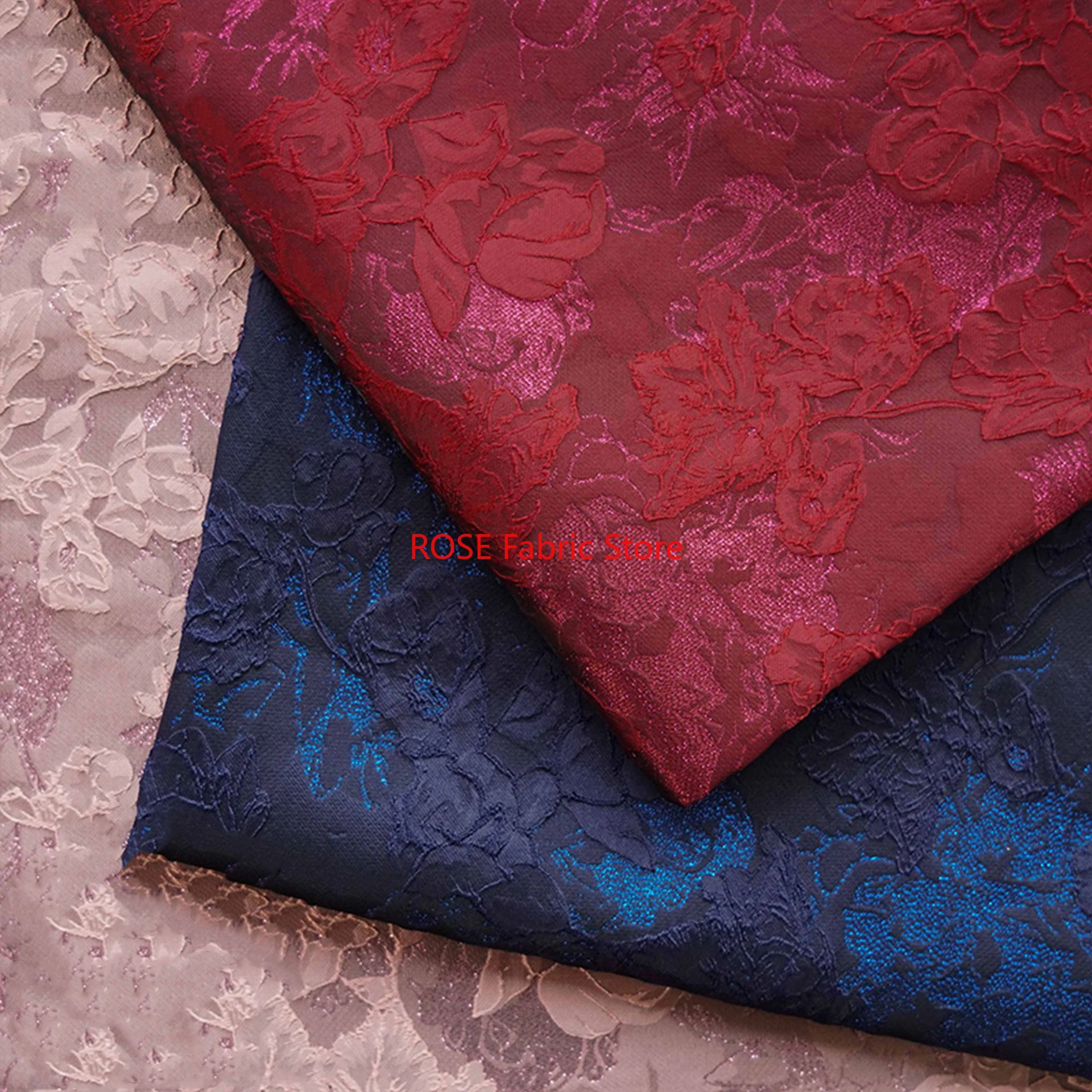 

1-метровая жаккардовая ткань с тиснением цветов, осенне-зимнее платье, пальто, сумка, декоративная швейная ткань