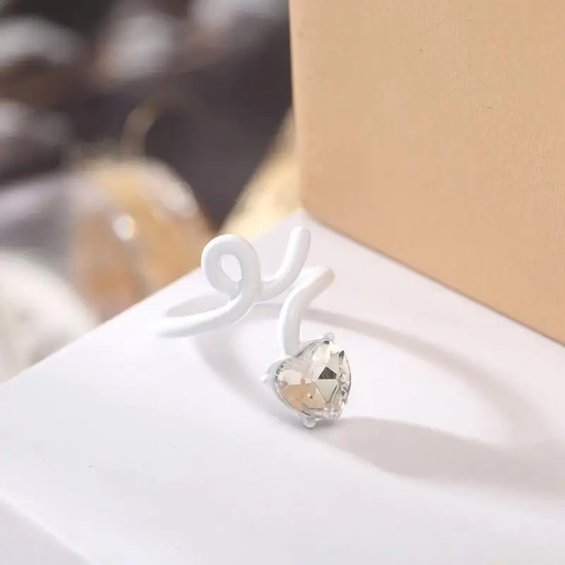 31BF Heart Adjustable Rings Delicate Opening Rings Heart Finger Rings Alloy Texture Suitable for Wedding and Parties Wear