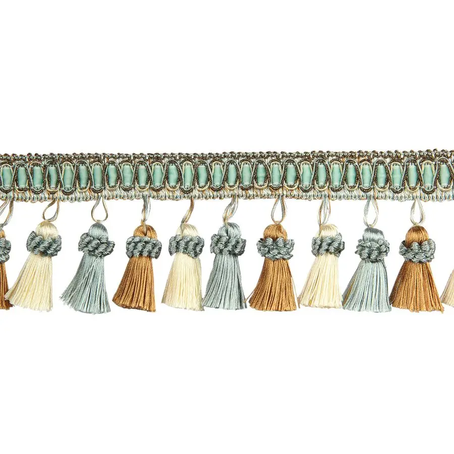 

6.5 Yard Handmade Tassel Fringe Trim, 8Cm 3.15Inch Diameter Hand Knitting Tassel Fringing Trimmings for DIY, Decor,Curtain Table
