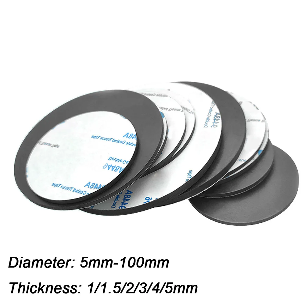 10pcs Solid Round Adhesive Backed Rubber Pads Disc Sheet Gaskets Thick 1/1.5/2/3/4/5mm Dia 10/12/15/18/20/25/28/30/32/35mm-100mm