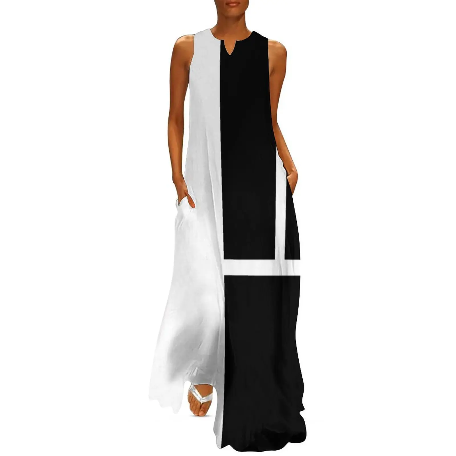 

Black and White Color Block Long Dress Dance dresses evening dress ladies dresses for women