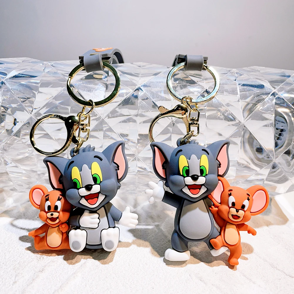 Tom e Jerry Anime Cartoon Ornament Portachiavi Portachiavi per auto Ciondolo Simpatico gatto Topolino Bambola Halloween Collezionismo Giocattoli regalo per bambini