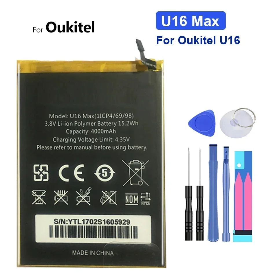 

High Capacity Battery Backup Replacement For Oukitel U16 Max Smart Phone, 4000mAh, In Stock