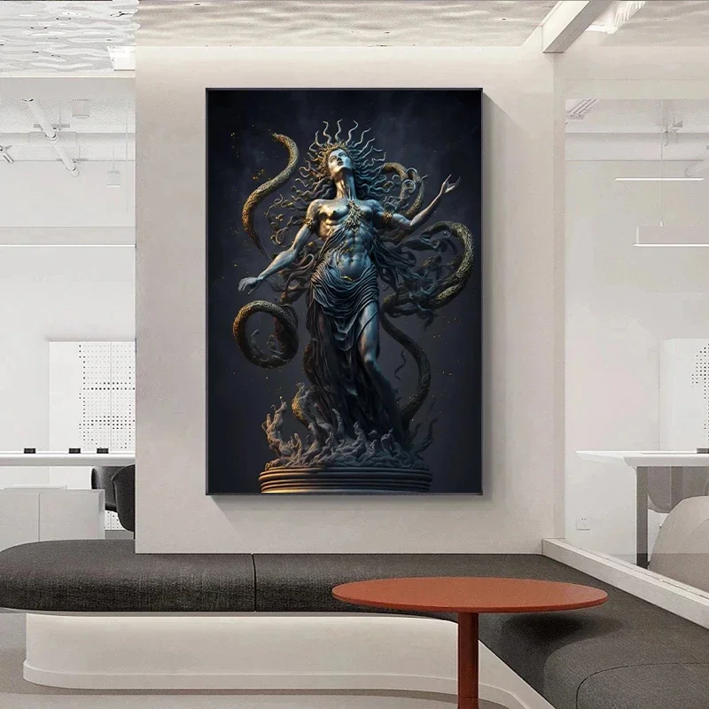 Greek Zeus Ares God of War Medusa The Gorgon Canvas Painting Print Posters for Room Living Art Home Wall Decor Game Picture