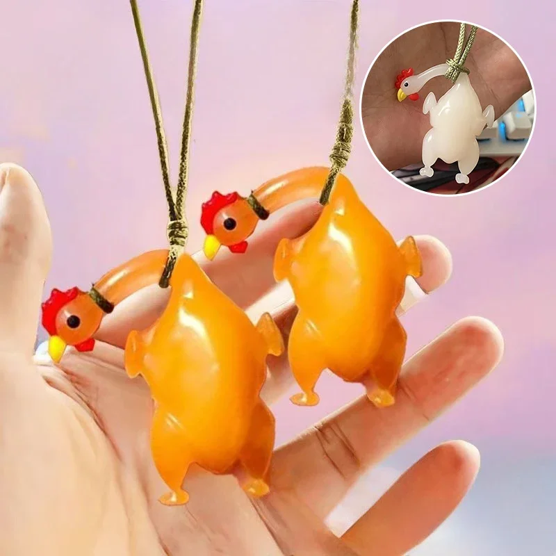 LLavero de pollo asado con cambio de Color UV divertido S/L, colgante fotocromático para bolsos, coche, adorno de animales de dibujos animados, regalo de Festival
