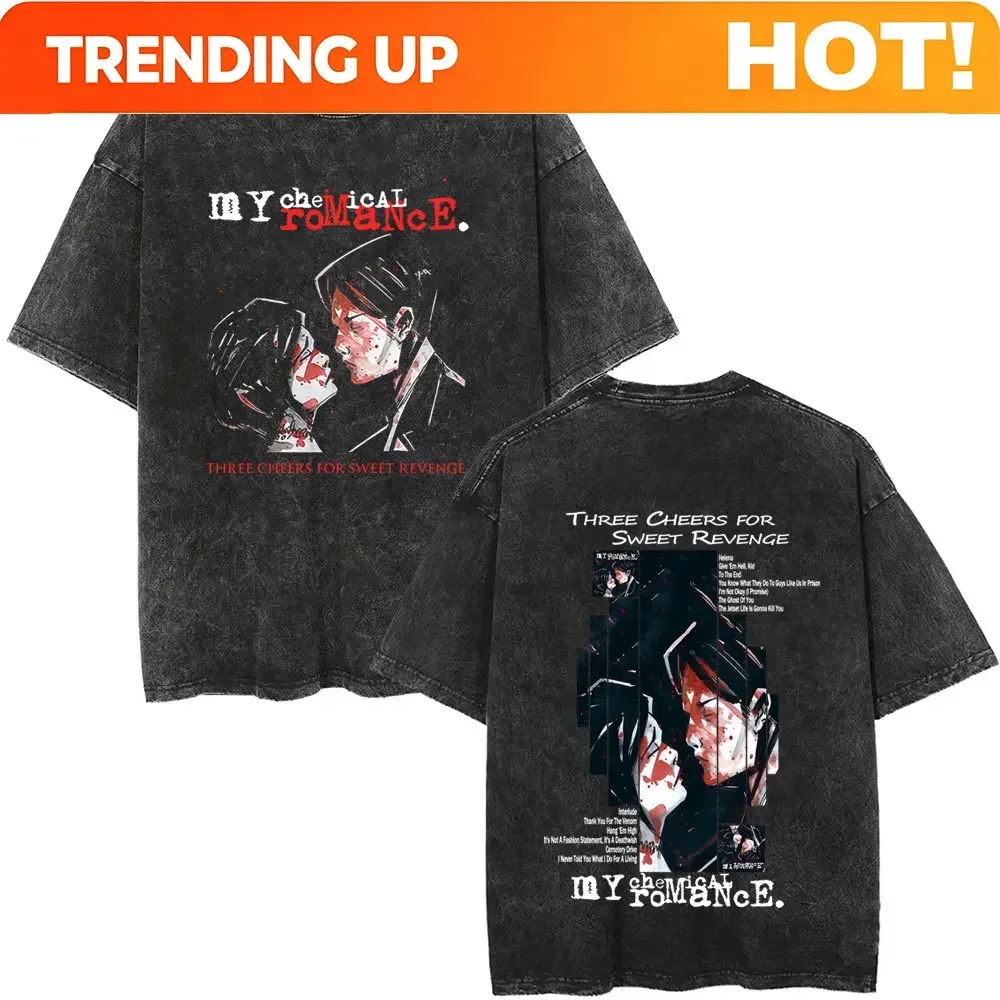 Customization Washed Vintage My Chemical Romance Three Cheers For Sweet Revenge Album Graphic T-shirt Men Women Punk Emo Rock Ov
