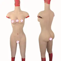 Silicone Fake Boobs And Vagina Bodysuit C-G Cup Man to Women Big Breast Form Cosplay Transgender Sissy Realistic Body Shapewear