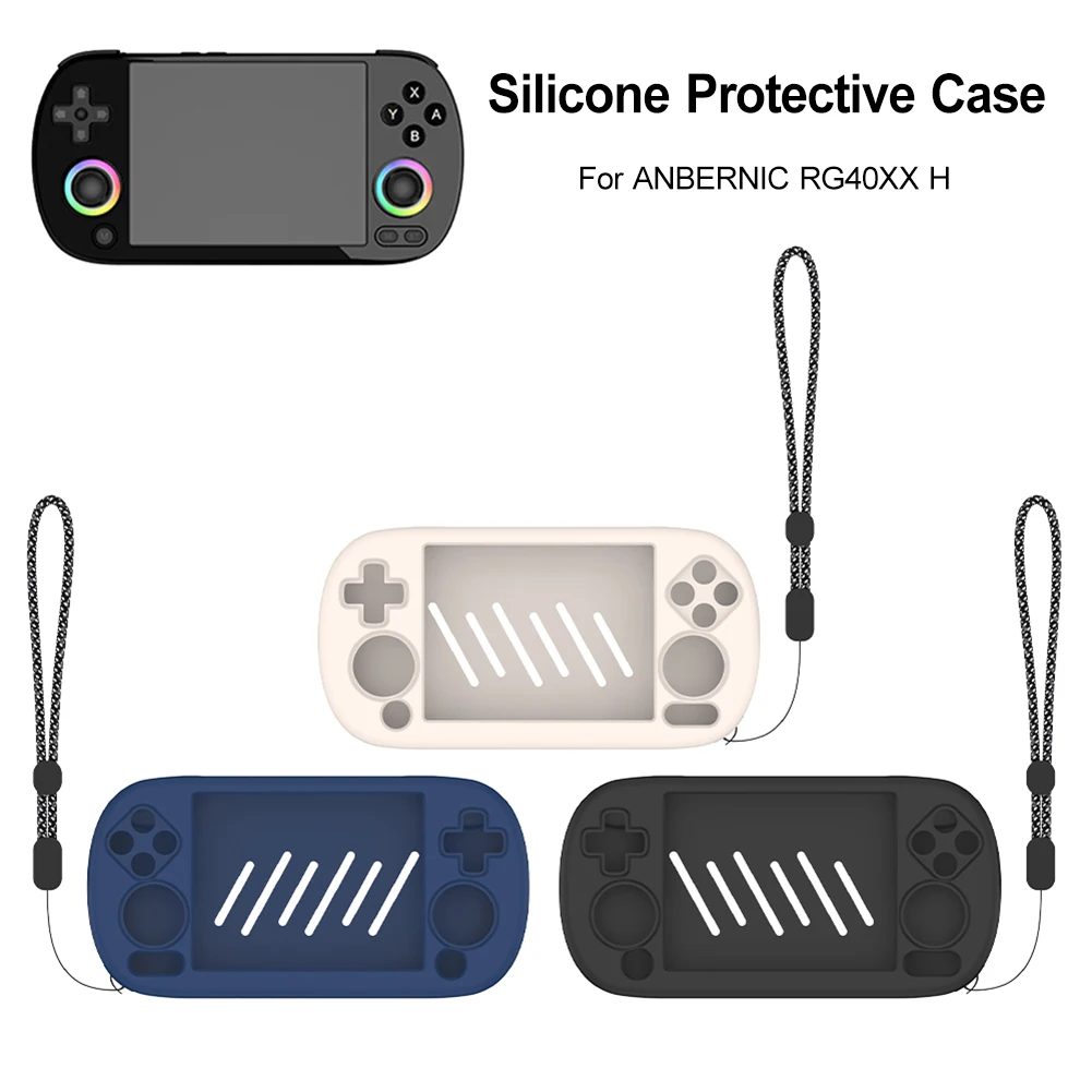 Silicone Case Protective Cover Anti-Scratch Protective Case with Lanyard Protector Cover for ANBERNIC RG40XX H Game Accessories