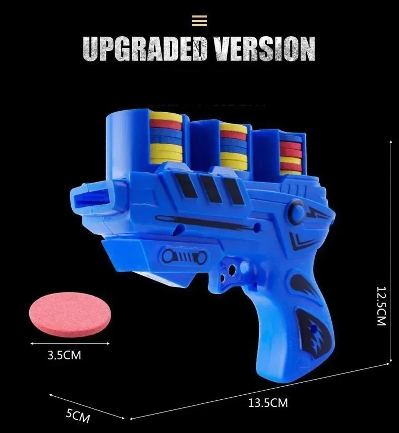 1PC Foam Flying Saucer Guns Ejection Disc Toy with 25 EVA Soft Bullets Toy Gun Kids Summer Outdoor Games Interactive Sport Toys