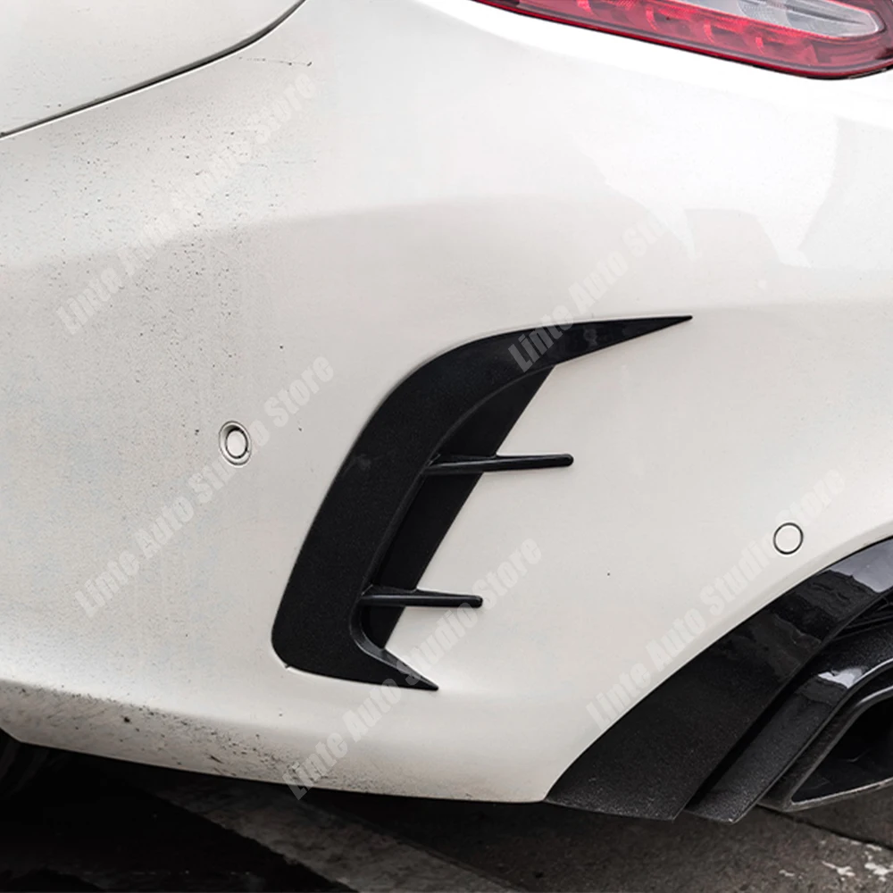 2pcs Rear Bumper Side Wind Knife Splitter Cover For Mercedes Benz C Class W205 4-Door Sedan 2015-2021 Canards Spoiler Tuning