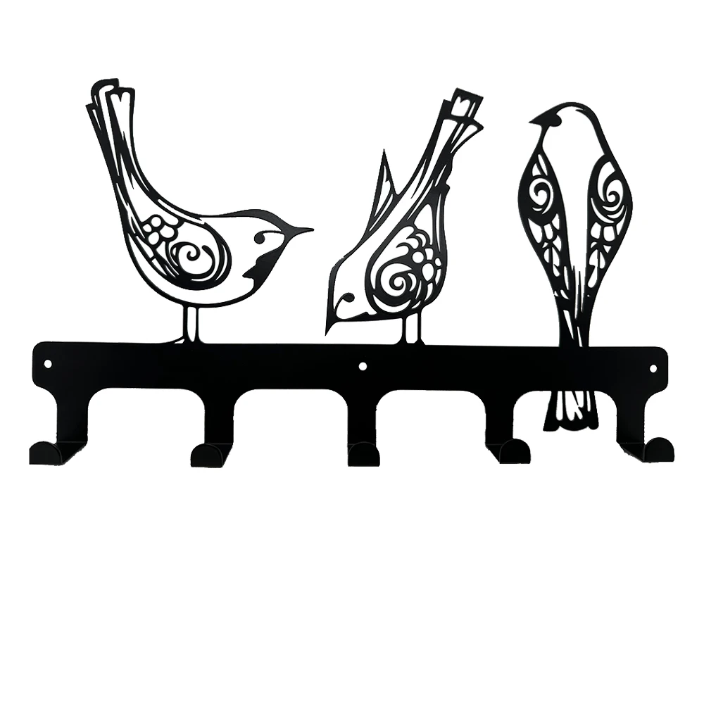 

Coat Rack Wall Mount Birdy Key Holder Wall Metal 5 Hooks for Hanging Coats Towels Hat Clothes Keys Pet Leash Bag Umbrellas