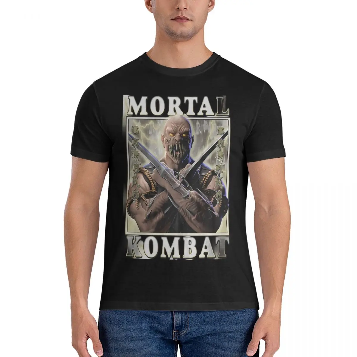 Men T-Shirt Baraka MK Creative 100% Cotton Tees Short Sleeve Mortal kombat T Shirts Round Collar Clothes Graphic Printed