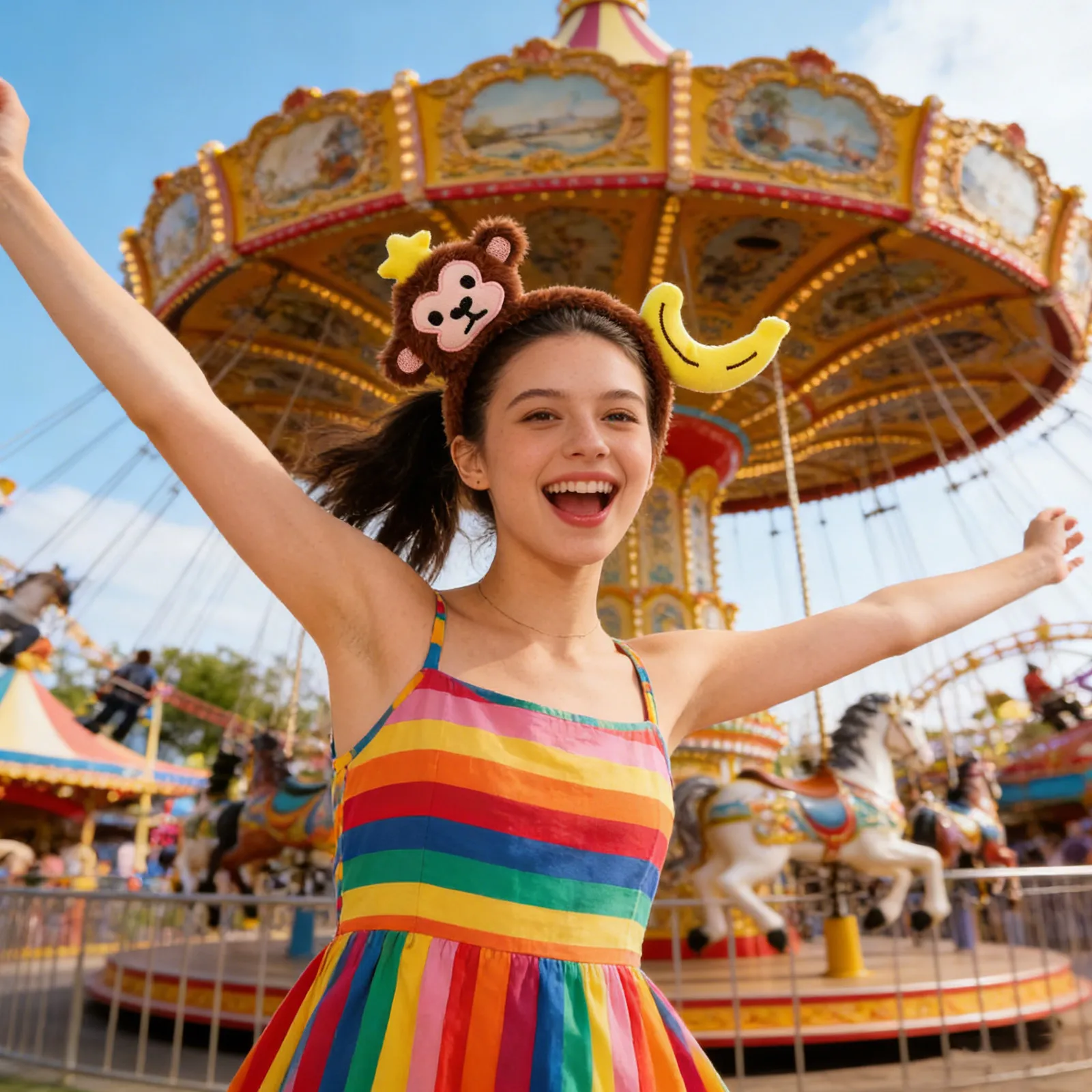 

2Pcs Banana Monkey Headband - Vibrant Cartoon Animal Hair Hoop for Festivals Performances Makeup Sessions Fruit Themed Party