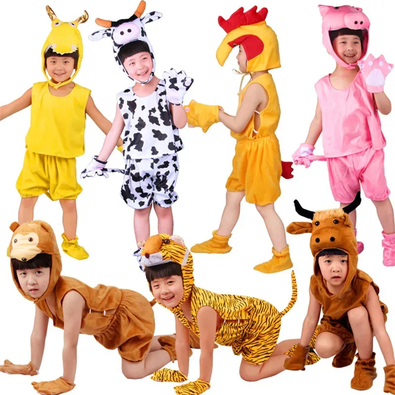 

asdh8@Cute Multiple Animal Costume Children Kids Boys Girls Summer Short Cosplay Costumes Carnival Party Dress Up Top Shorts Hal