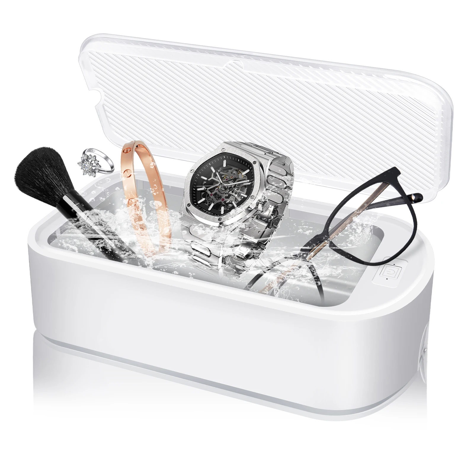 Ultrasonic Cleaner Machine 48000Hz, Portable Ultrasonic Jewellery Cleaner Glasses Cleaner with 2 Cleaning Modes, 650ml