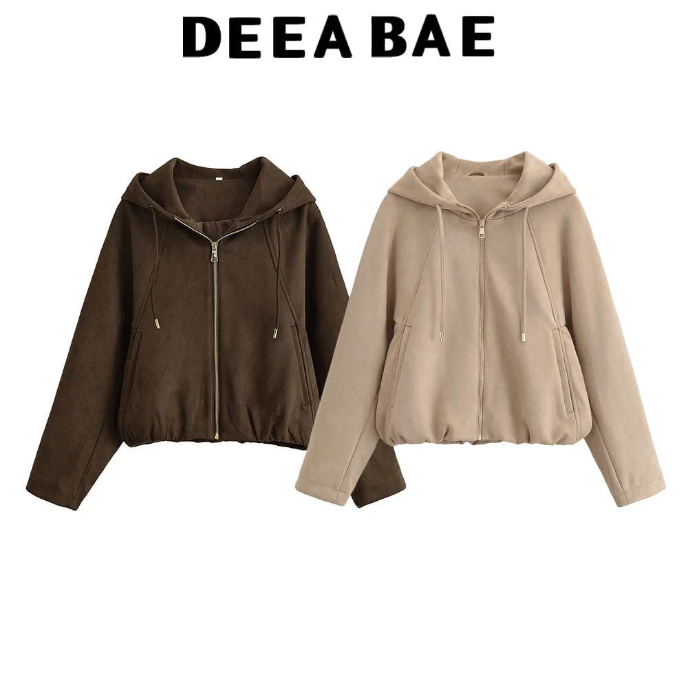 

DEEABAE Осенняя новая женская одежда с высококачественным и модным замшевым эффектом текстуры, пилотная куртка, куртка