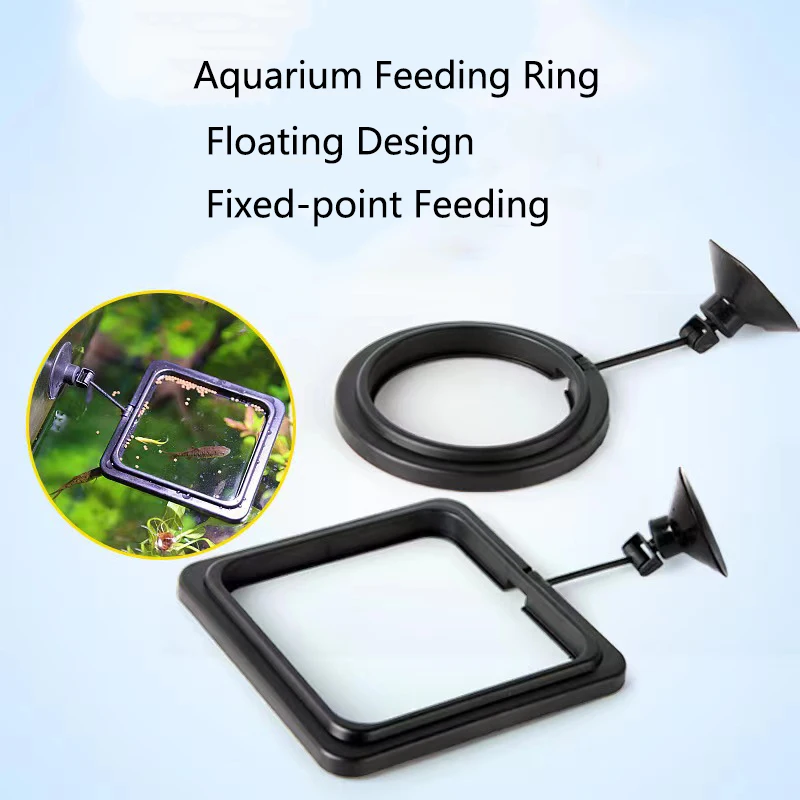 

Square Fish Feeding Circle Aquarium Feeding Ring Fish Tank Station Floating Food Tray Feeder Aquarium Accessory with Suction Cup