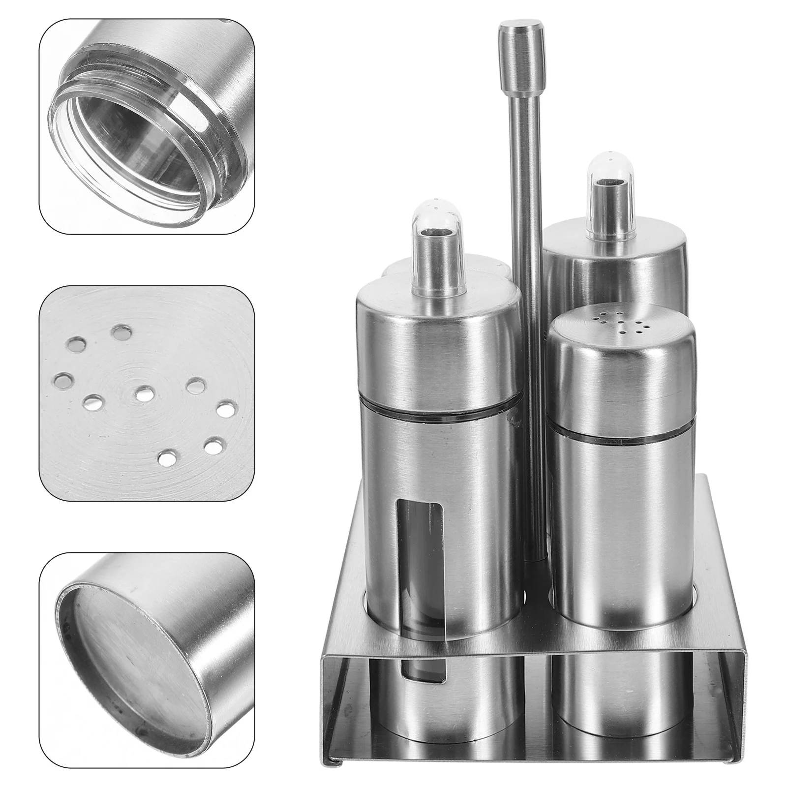 

1Set Stainless Steel Salt and Pepper Shakers Portable Household Condiment Bottles Kitchen Seasoning Dispenser Spice Jar