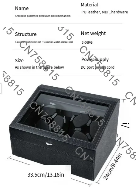 6 Shakers Open Lid Self-Stop Motor Rotator Mechanical Watch Box，High-End Automatic Winding