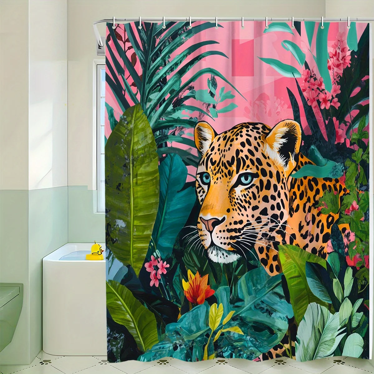 1 piece of exquisite leopard shower curtain, woven fashion theme, suitable for all season bathroom decoration, bathroom curtain