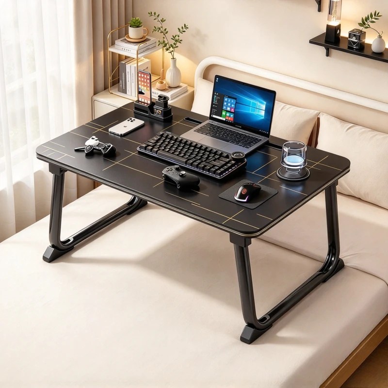 Folding Bed Laptop Desk with Reinforced Legs and Wide Surface Portable Study Table for Dorm Rooms Bedrooms or Window Seats