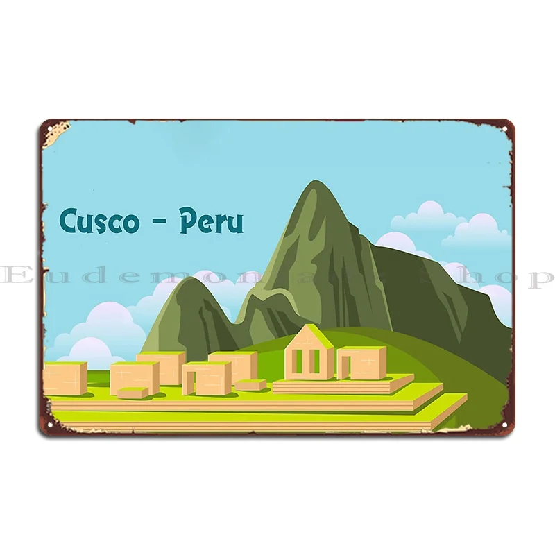 Cusco Animated Machi Picchu Animated Metal Sign Cinema Pub Wall Decor Design Retro Tin Sign Poster