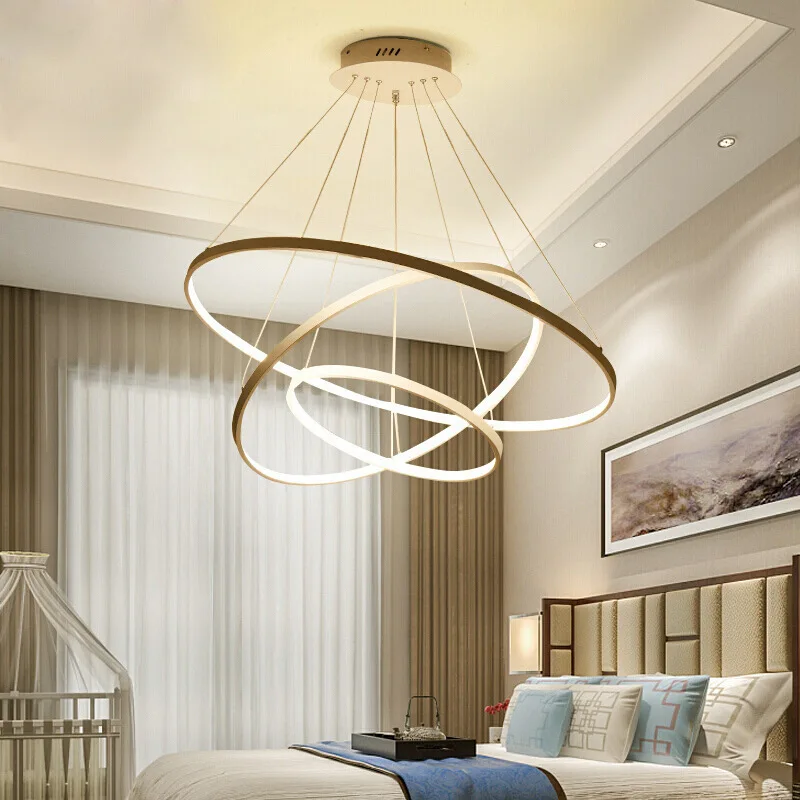 الشمال الحد الأدنى LED Kroonluchter الدائري الإبداعي Eetkamer Woonkamer Plafond Kroonluchter Huis Binnenverlichting Lampen