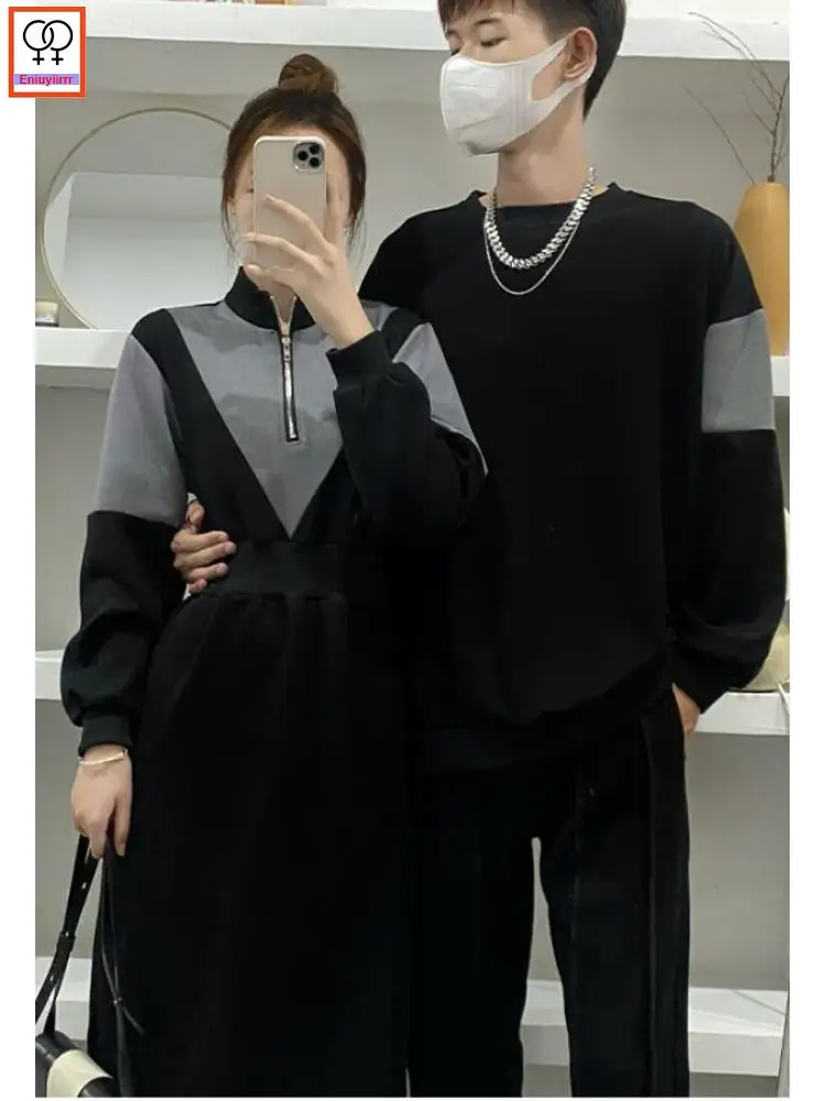 Matching Couple Clothes 2023 Holiday Honeymoon Autumn Outfits Date Girls Boyfriend Female Male Lovers Couple Hoodies Dress