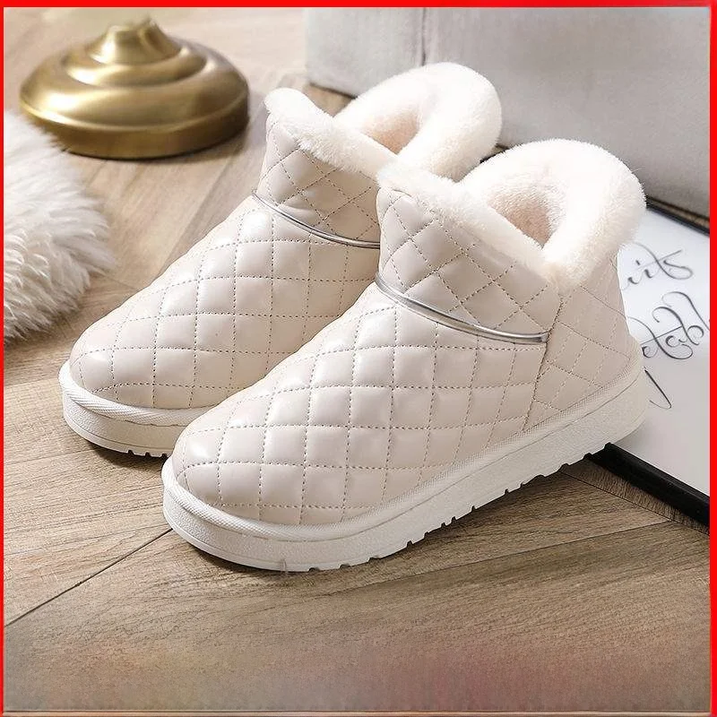 أحذية الثلوج الشتوية النسائية مبطنة بالصوف قصيرة سميكة القاع مقاوم للماء أحذية قطنية غير قابلة للانزلاق نمط غير رسمي أحذية منخفضة القطع #2