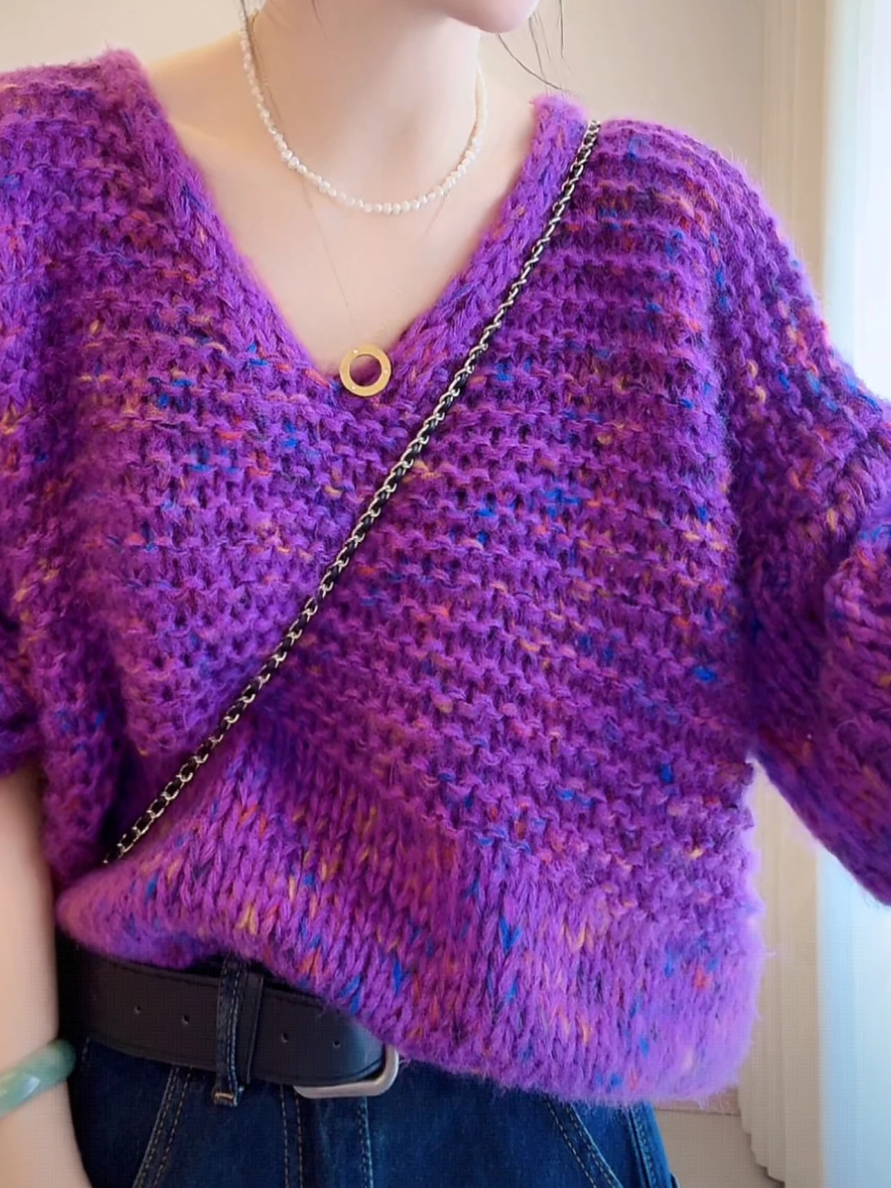 

Korean Sle V-Ne Sweater Women's Loose Fit Knitwear Autumn Winter New Soft Plump Slimming Overhead Sweater Versatile Basic