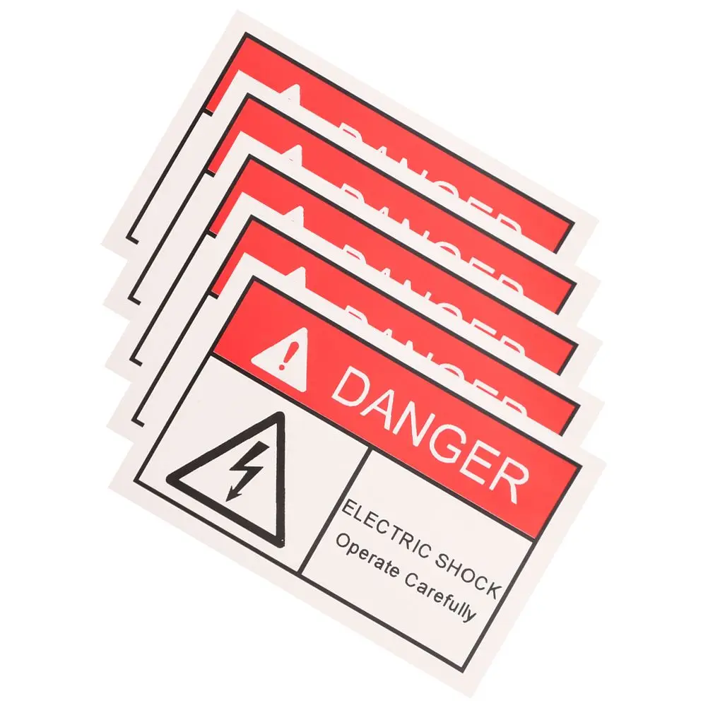 5 Pcs Electric Shock Signs Lightweight Plastic Stickers Safety Labels Warning Tape Scary Industrial Signals
