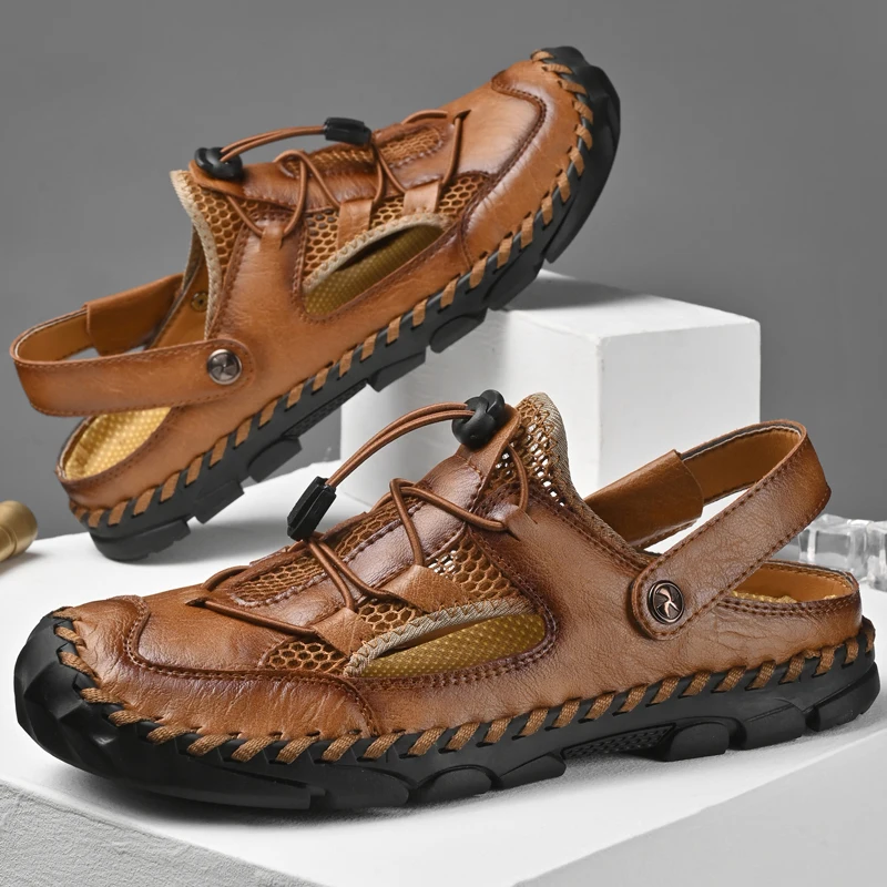 

Super Soft Outdoor Men's Sandals Cool Casual Summer Shoes For Men Anti Slip Hiking Flat Sandalias Plus Size 38-48