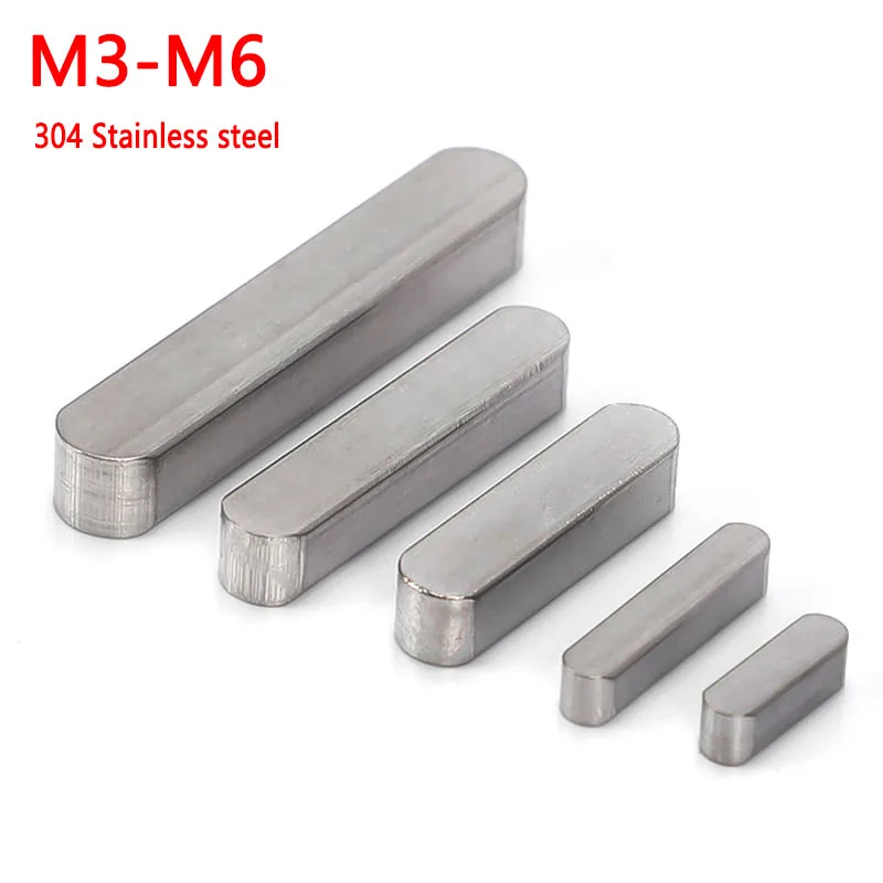10 20 50pcs M3 M4 M5 M6 Parallel Keys A2-70 Stainless Steel Round Ends Flat Key Pins