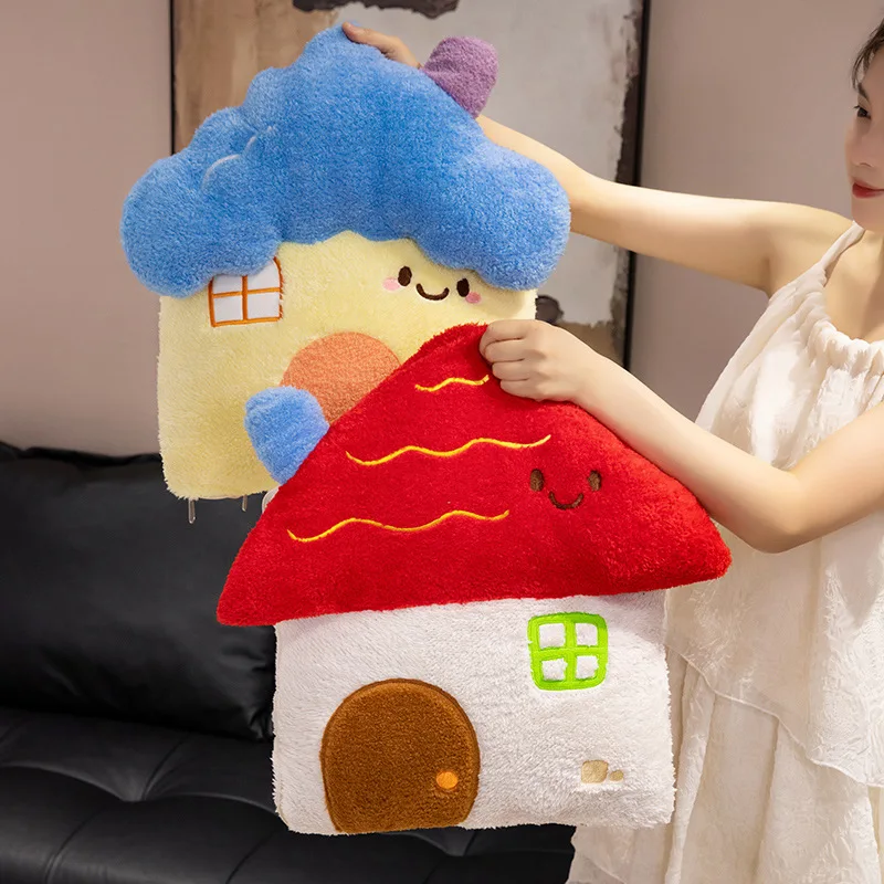 Cartoon Huis Pluche Kussen Deken Flanel Student Kantoor Dutje Deken Schattige Baby Deken Slaapzaal Pluche Deken Cadeau