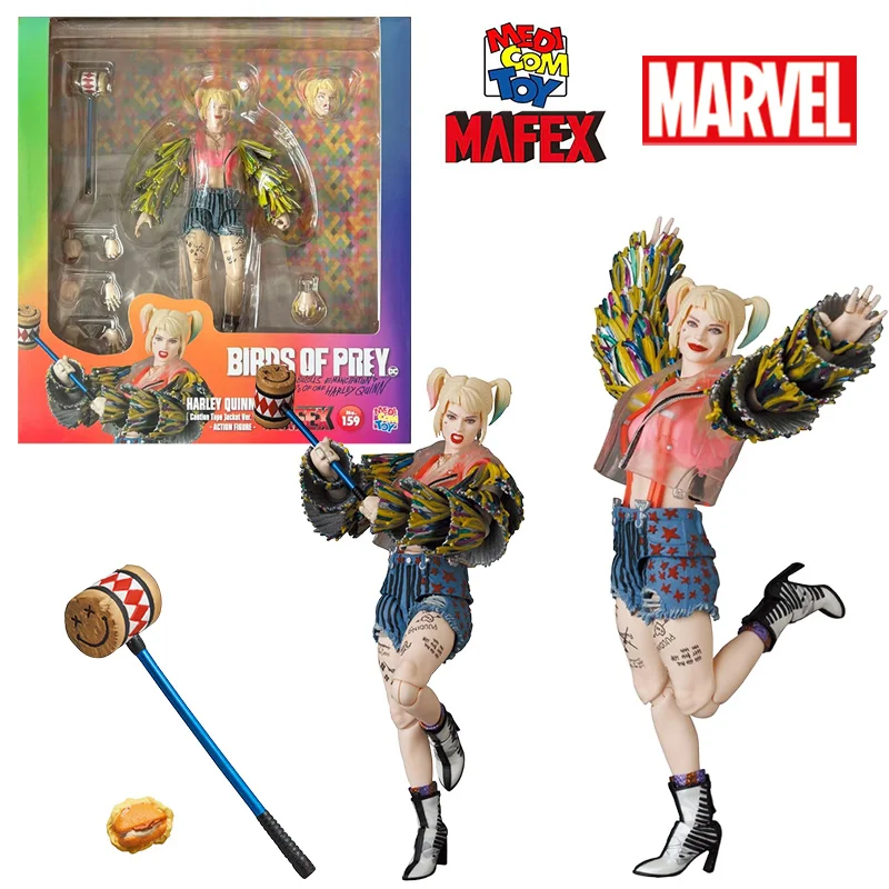 Medicom Toy Mafex 159 Harley Quinn Caution Tape Jacket Ver. DC 16Cm Anime Original Action Figure Model Toy Gift Collection