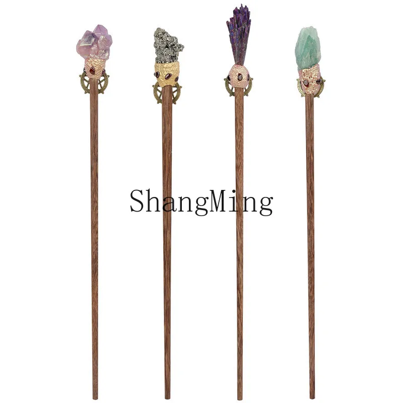 

PYH creative natural crystal mineral stone magic wand personalized play religious magic simple scepter ornament
