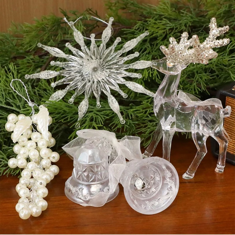 

1/3Pcs Ice Crystal Pendant Christmas Tree Pendant Transparent Acrylic Angel Christmas Decorations Scene Props