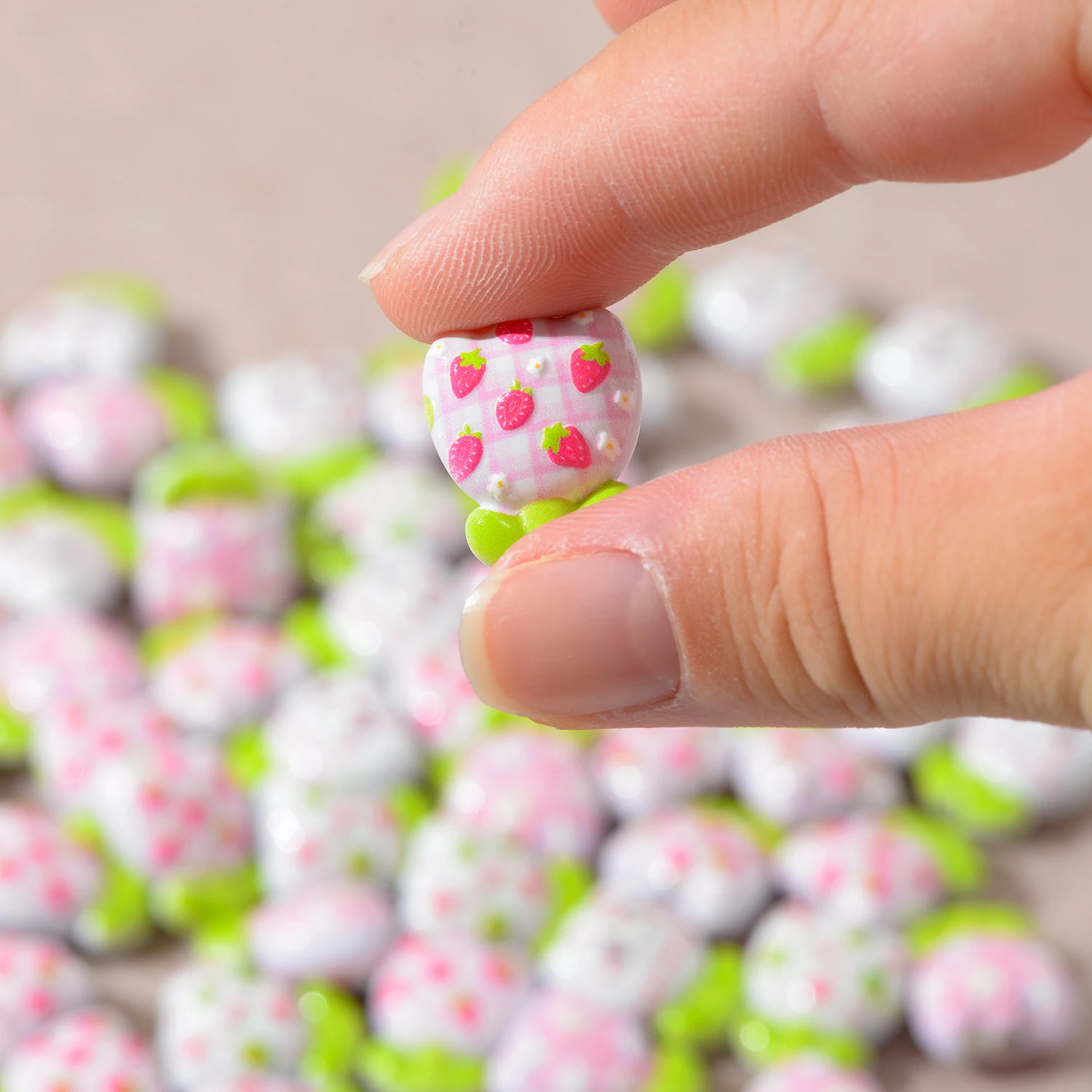 10PCS 15x19mm Hand Painted Tulip Acrylic Straight Hole Beads Printed Fruit DIY Phone Strap Stringing Jewelry Accessories
