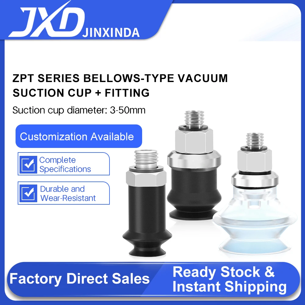 JXD ZPT03-10B-A5 A6 Silicone Vacuum Sucker, High Temp Resistant & ESD Anti-Static Double Layer Suction Cup for Industrial Robot