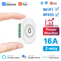 16A Wifi RF433 Smart Mini Switch 2 Way Breaker Smart Life APP Voice Control With Power Monitor Work For Tuya Alexa Google Home