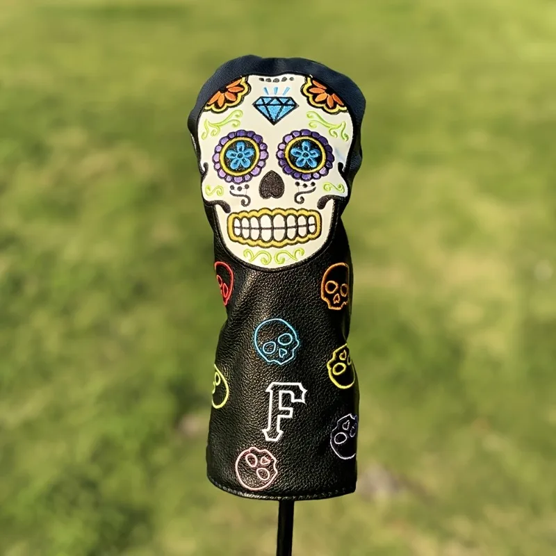 Capa de cabeça para taco de golfe com design de caveira de açúcar e padrão de caveira de açúcar mexicano – capa protetora resistente, resistente a arranhões