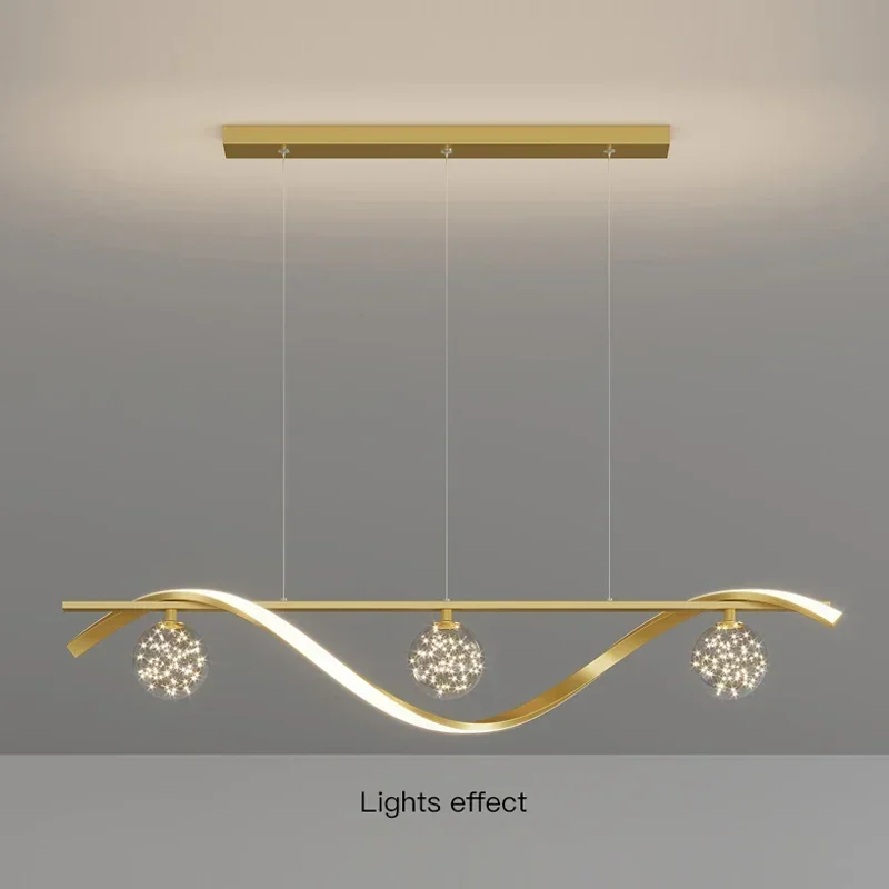Restaurant chandelier - modern and minimalist creative Magic Bean table lamp - full sky star long strip dining room lamp - Image 5