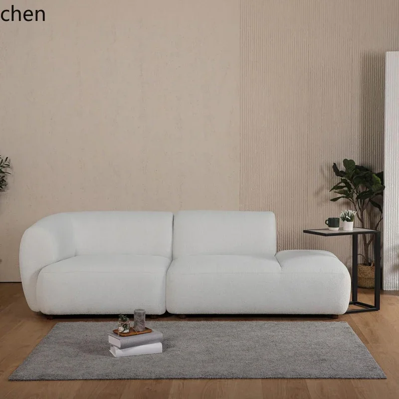 retro fabric sofa small apartment living room apartment modern simple lamb wool three people straight row