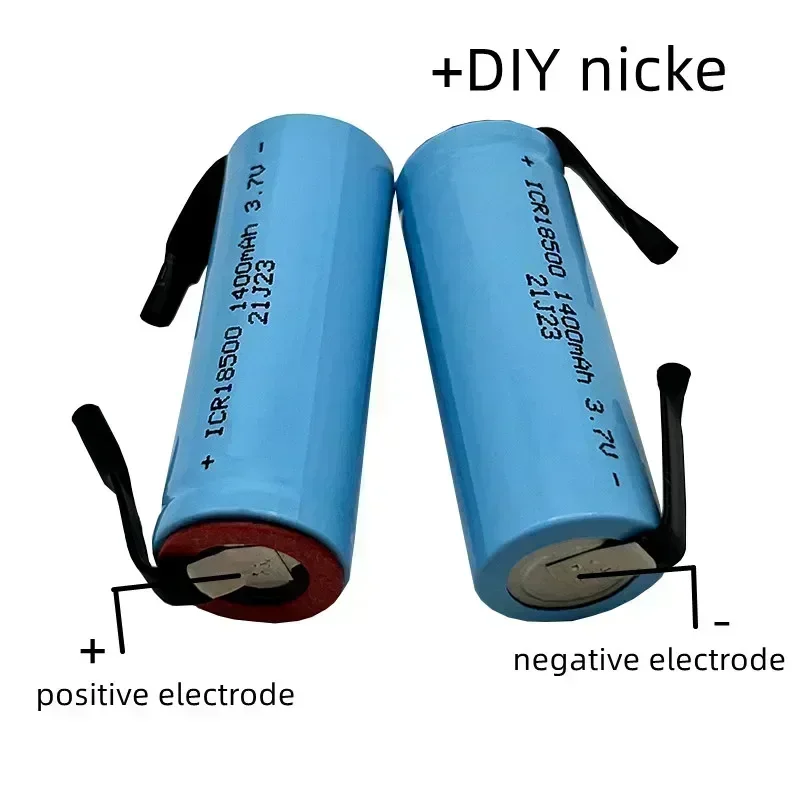 18500 rechargeable lithium-ion battery, 3.7V capacity 1400mAh, lightweight,+self-made nickel foil